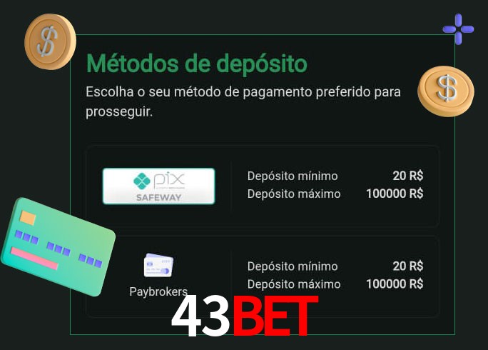O cassino 43bet oferece uma grande variedade de métodos de pagamento